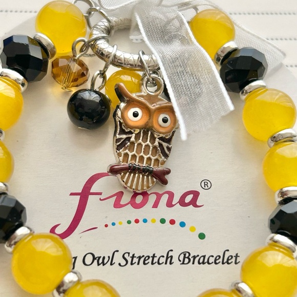 Fiona Yellow & Black Owl Stretch Bracelet - Picture 4 of 4